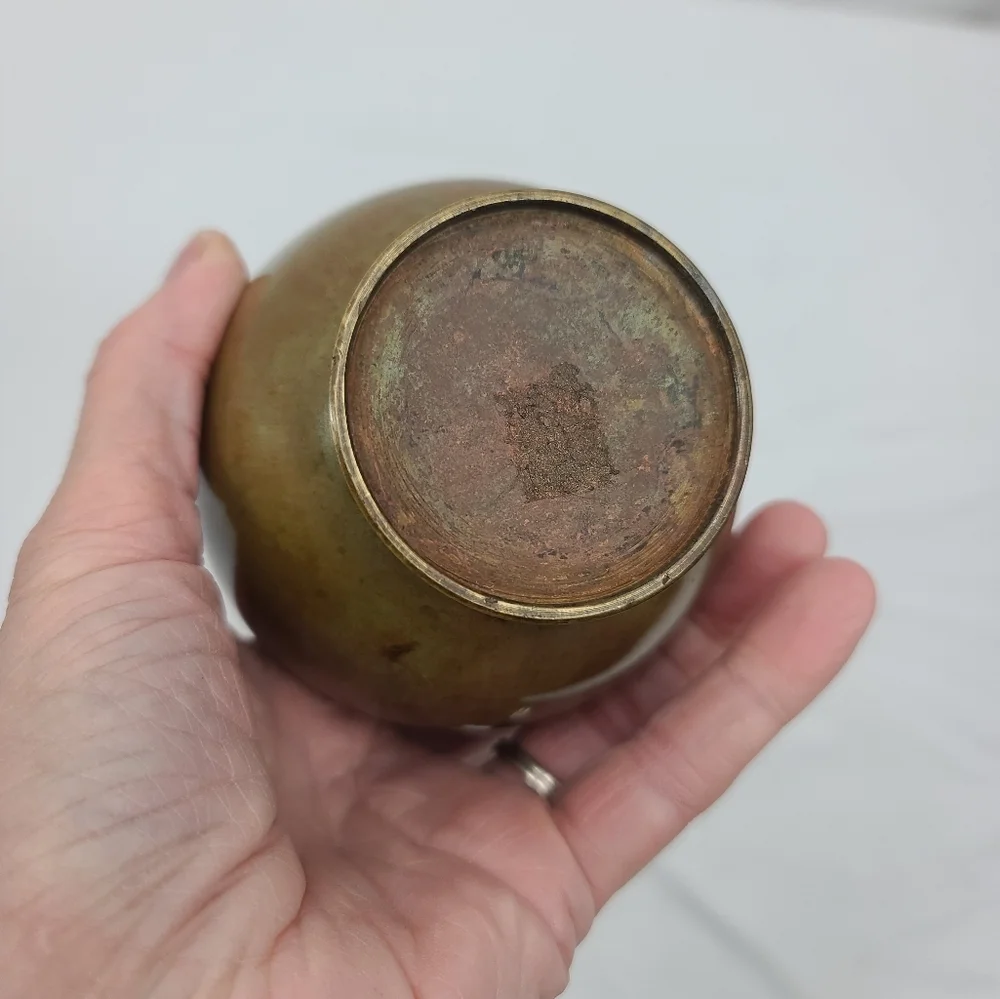 bronze Or Brass vase art with mottled patina, tall